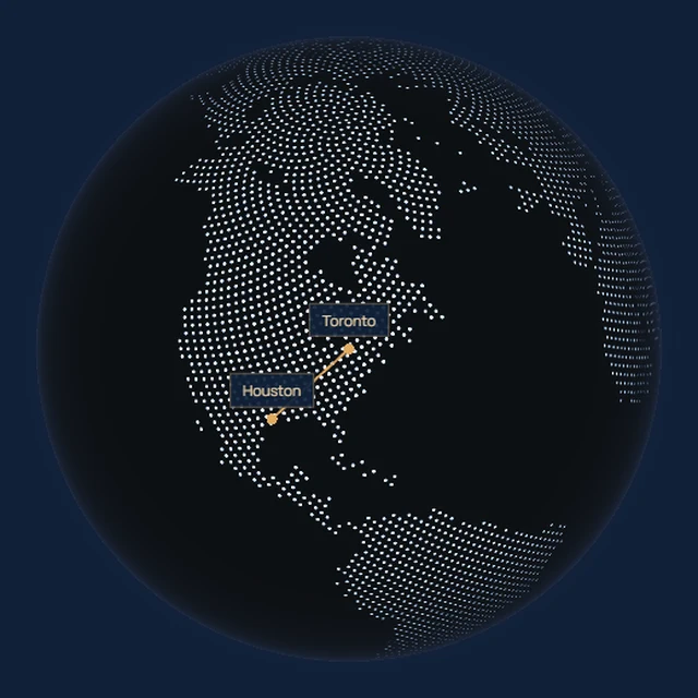 A world globe highlighting North America