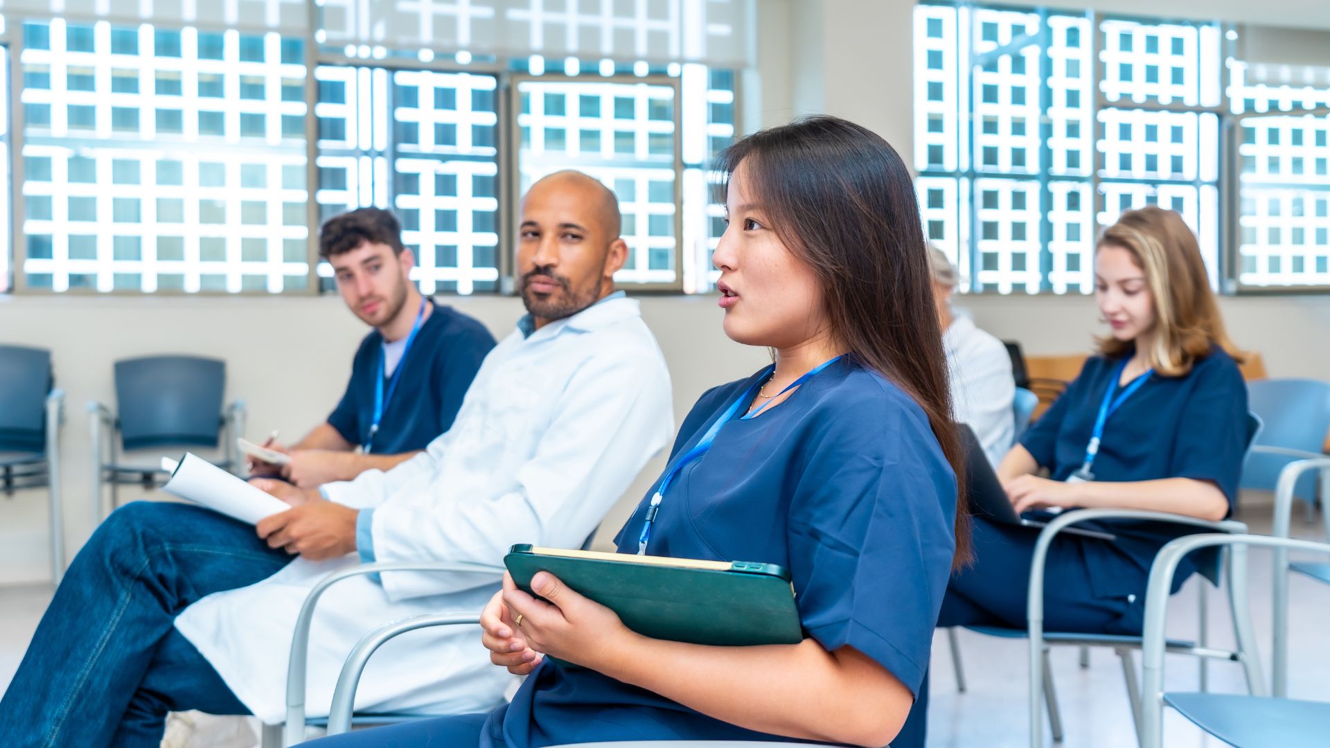 Healthcare leaders in discussion after a session